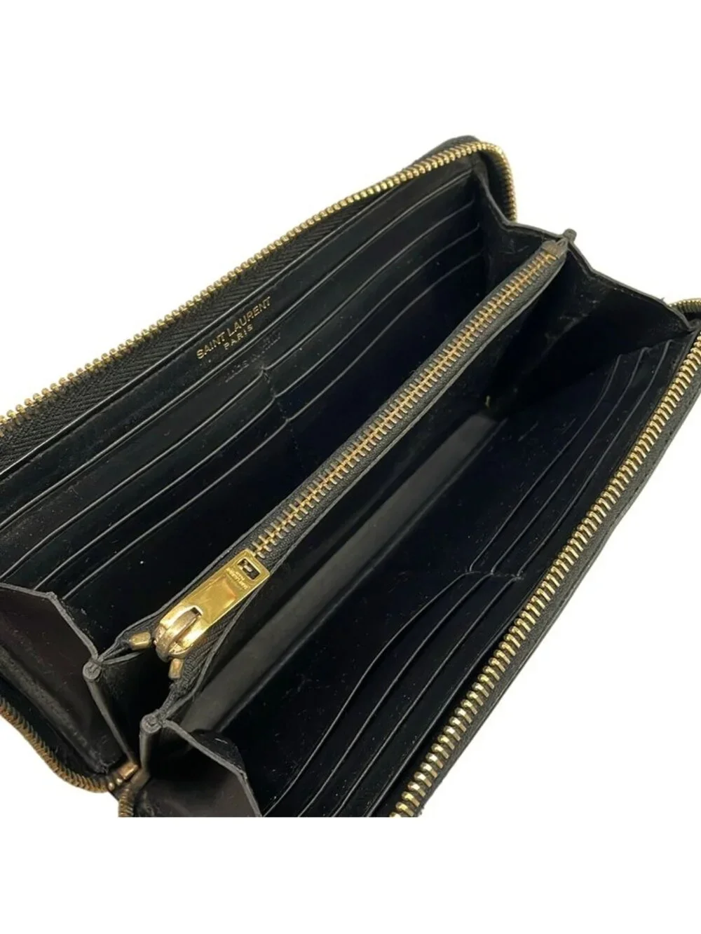 Saint Laurent Paris Wallet Black Zip Around Leather - Picture 3 of 13